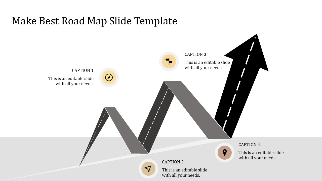 Arrow Road Map PowerPoint Template and Google Slides